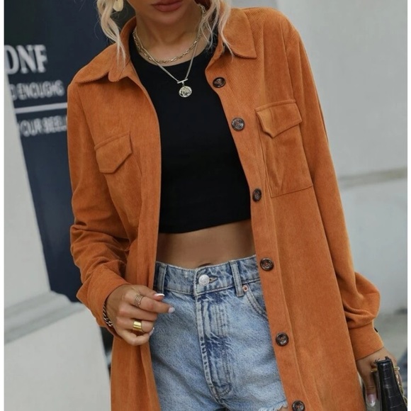 New corduroy belted button down jacket - Picture 2 of 7